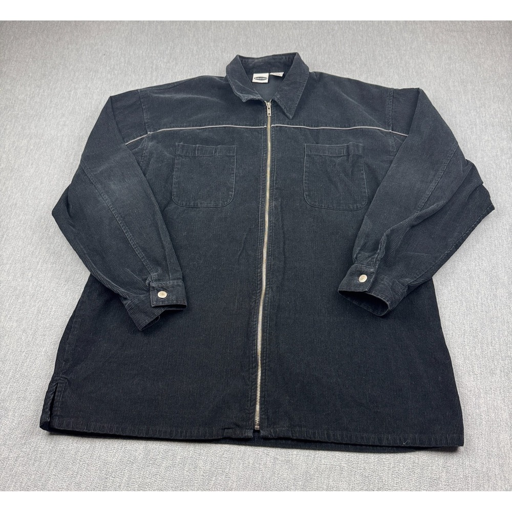 Vintage Bugle‎ Boy Jacket Mens XLT Tall Black Corduroy Full Zip Schaket Grunge